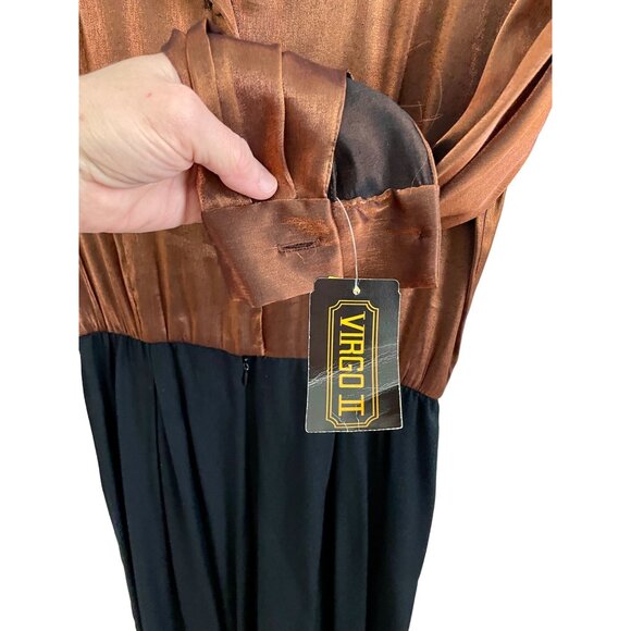 Vintage Virgo II Bronze Metallic Black Jumpsuit 80s/90s NWT Sz 8 - Picture 4 of 8